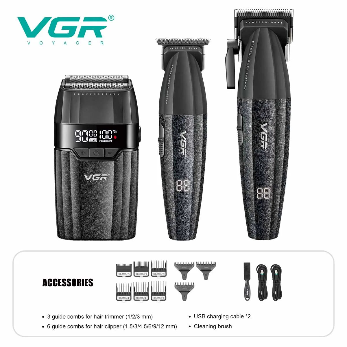 VGR Hair Clipper Professional 9000RPM Hair Cutting Machine, Face Shaver, Reciprocating Beard Trimmer, Hair Trimmer for Men V-640 S3.