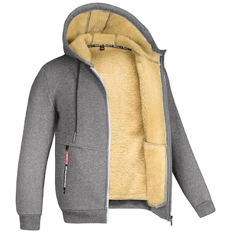 Men's Jacket Winter Camouflage Fleece Thicken Hooded Jackets, Casual Zip Up Hoodies Streetwear Coats.