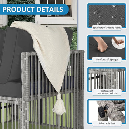 7 Pieces Outdoor Patio Furniture Set, Wicker Outdoor Sectional.