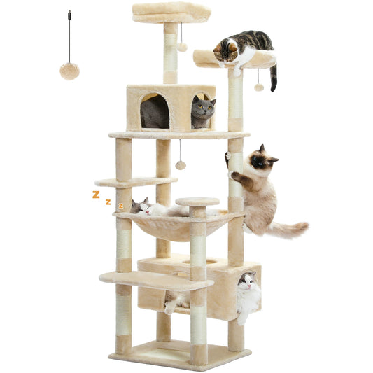 Cat Tree and Tower for Indoor Cats Scratching Posts  Hammock  Perches