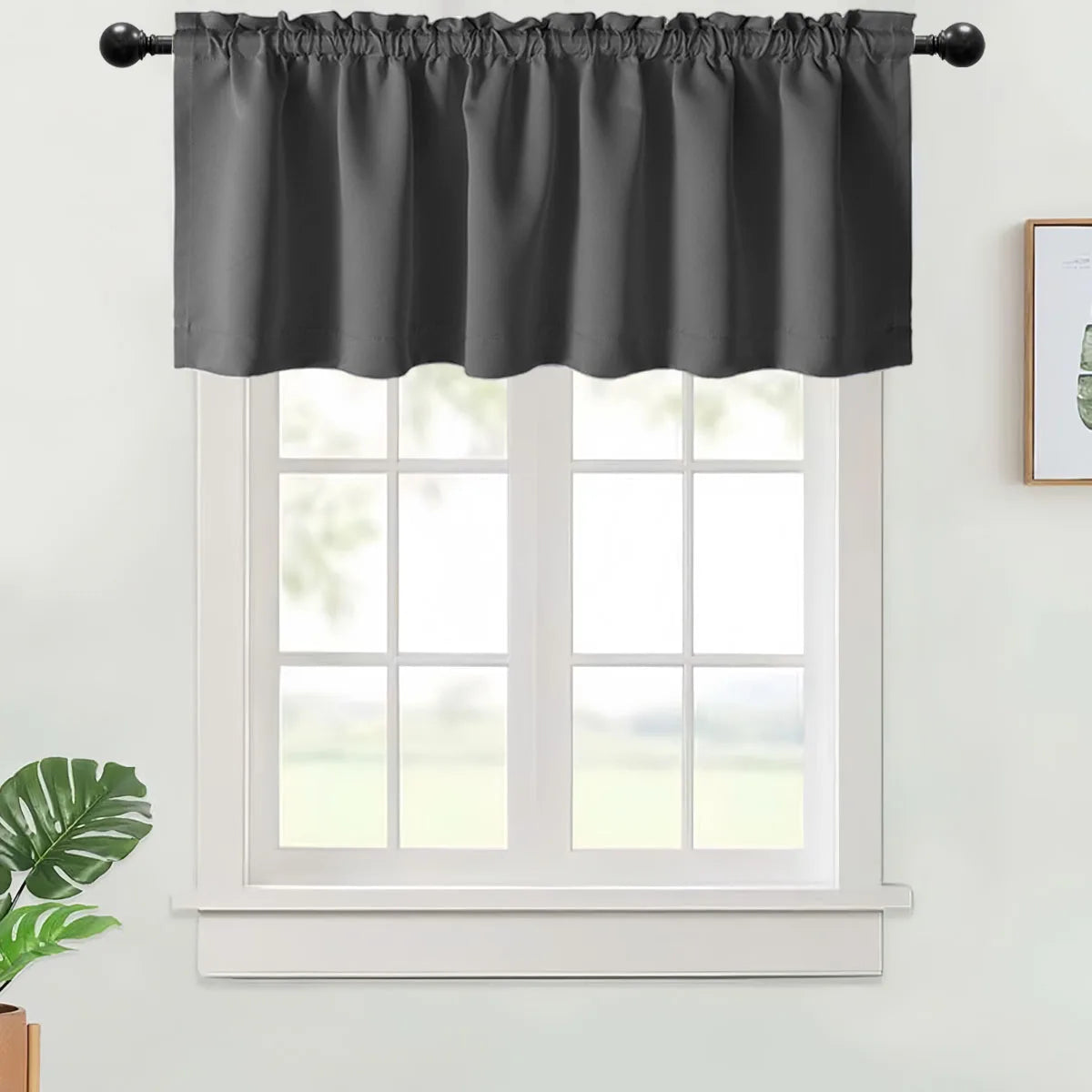 1PC, Valance Curtains Blackout Thermal Insulated Rod Pocket.