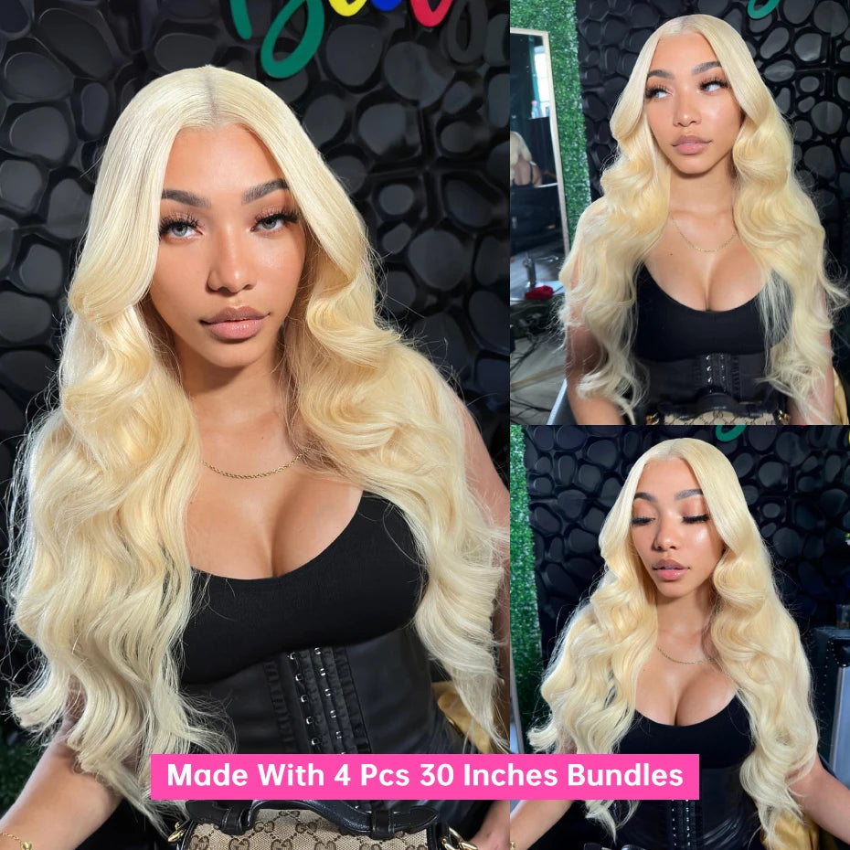 30 40 Inches 613 Honey Blonde Bundles, 100% Human Hair Weave Bundles, Double Track Peruvian Body Wave Bundles ,Human Hair Extension.