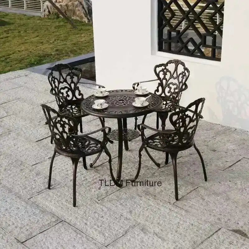Outdoor Cast Aluminum Tables and Chairs Set, Courtyard, Garden ,Terrace Combination