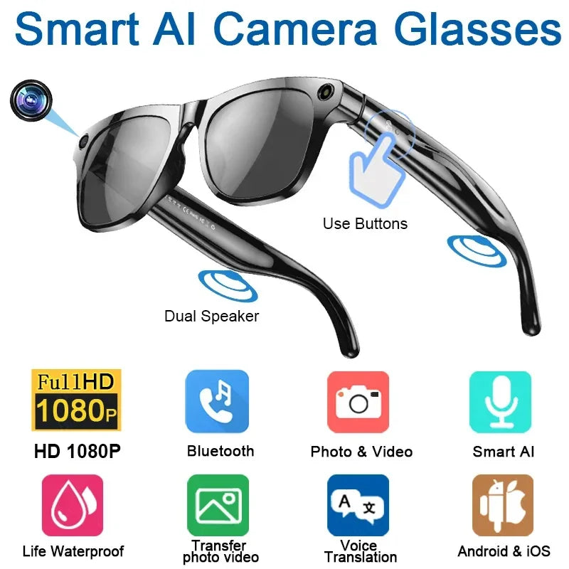 Xiaomi 8K HDSmart Glasses AI GPT, Camera, Bluetooth Call, 260Mah Battery, Voice Assistant ,Translate, office, Identify Objects.