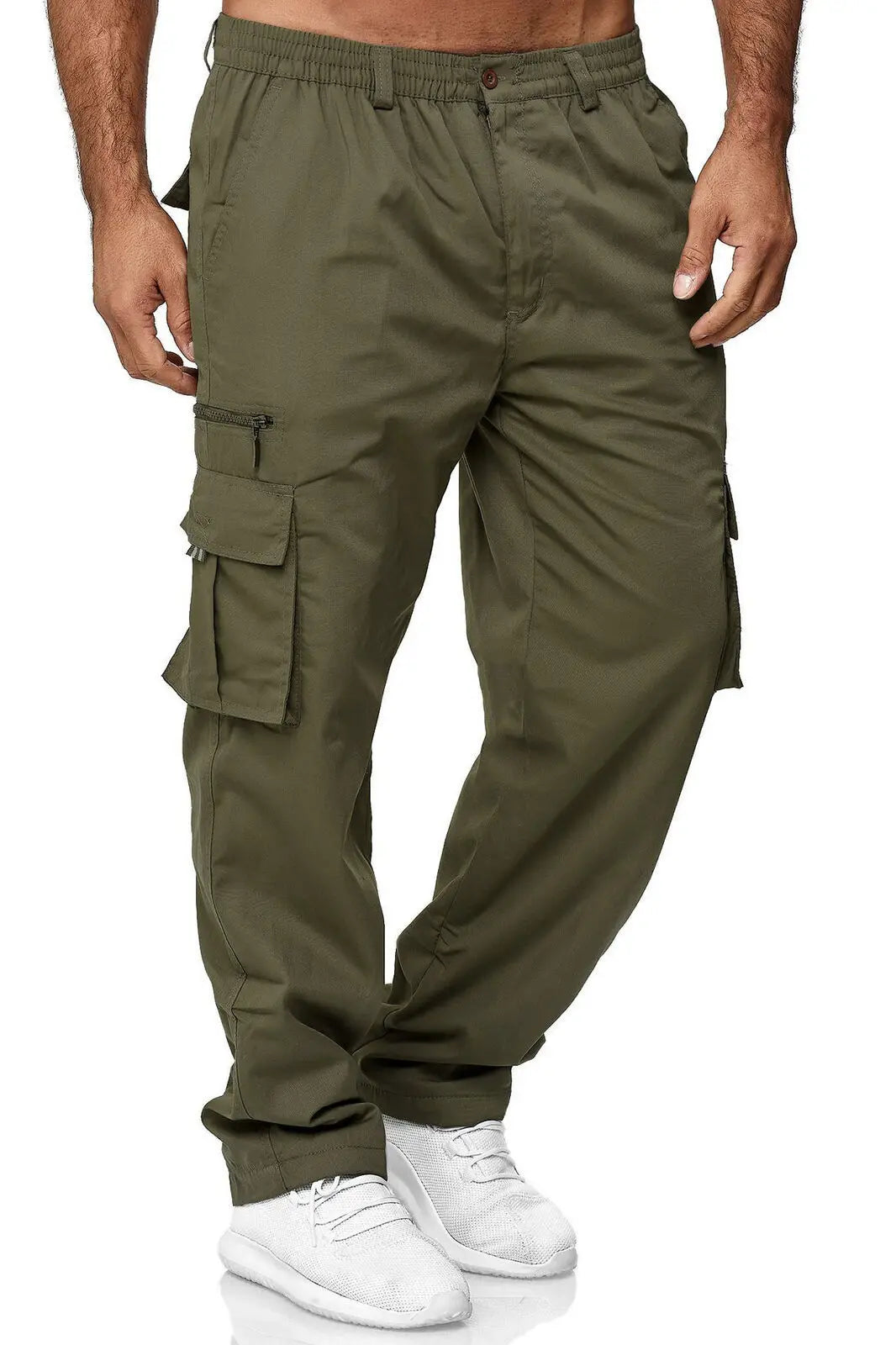 Men work pants, casual multi pocket tactical pants, outdoor sportswear, loose straight leg pants, long pants, plus size.