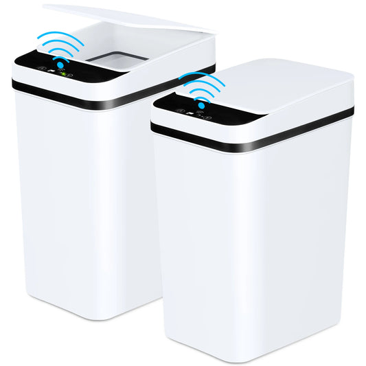 2 Pack 12L Bathroom Automatic Trash Cans  Motion Sensor