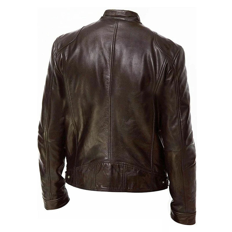 2024 Motorcycle Leather Jackets Men Casual Fashion Coat Slim Fit Lapel Leather Coat.