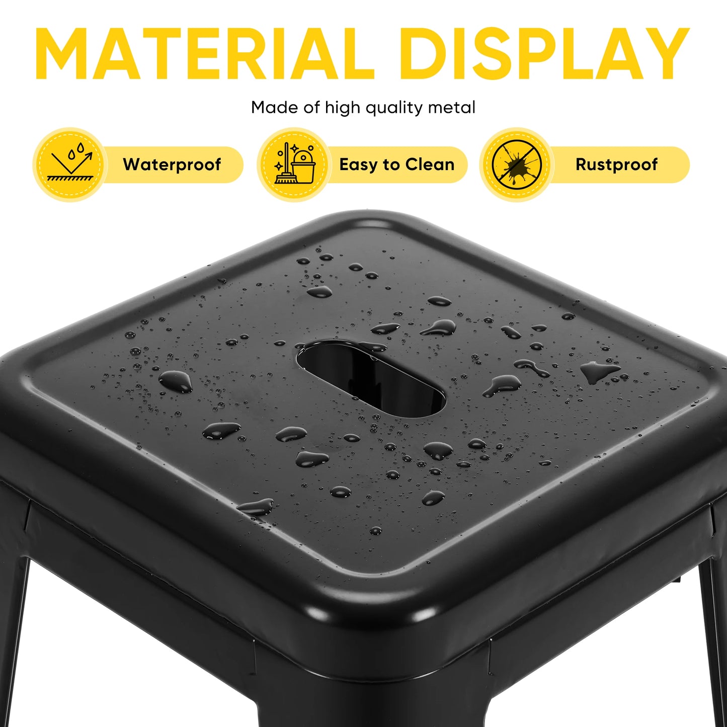 JHK 24 IN Metal Bar Stools, Set of 4 Stackable Stools, No Assembly Required.