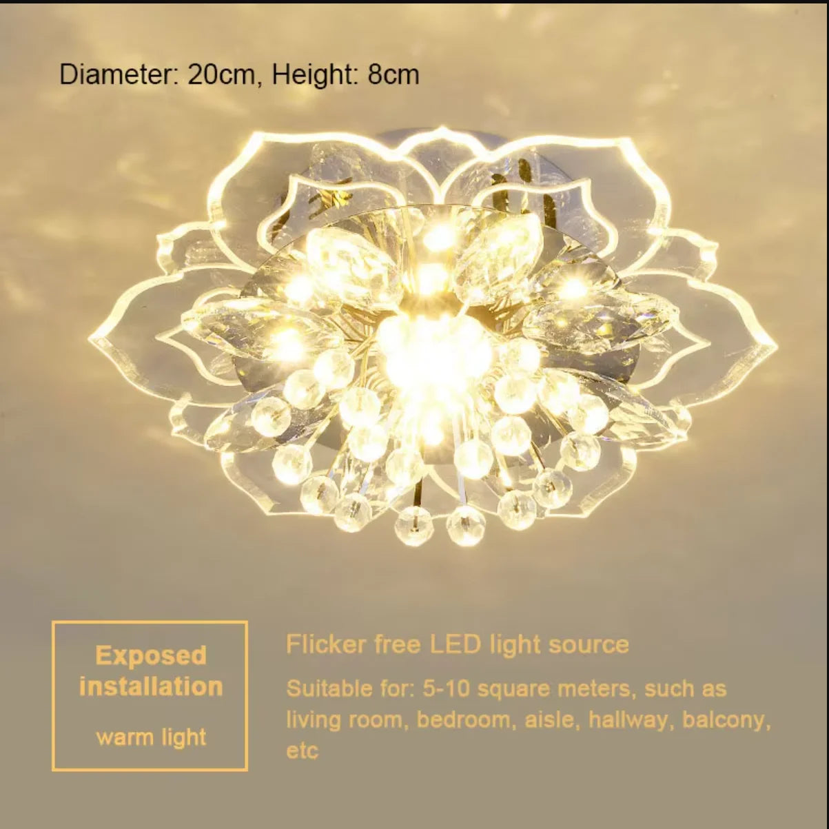 Creative LED Ceiling Light Crystal Flower Chandelier, Bedroom, Hallway ,Living Room, Pendant Lamp.