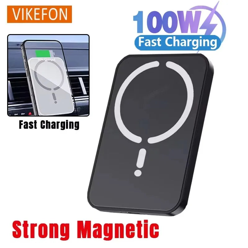 100W Magnetic Wireless Car Charger, Air Outlet Phone Holder for iPhone, 16 15 14 13 12 Pro Max Fast Wireless Car Charging Station.