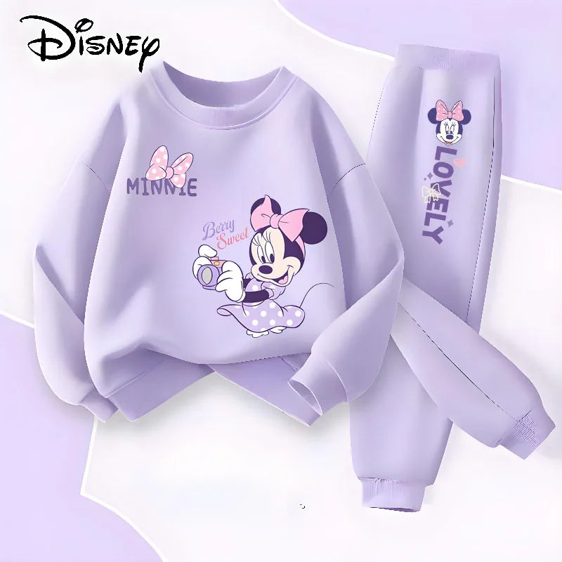 Long Sleeve Children's Clothing Sets, Spring New Disney Girls' Pullover, Long Pant Two Piece Suit.