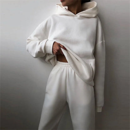 Women's Tracksuit Suit Autumn Fashion Warm Hoodie Sweatshirts Two Pieces.