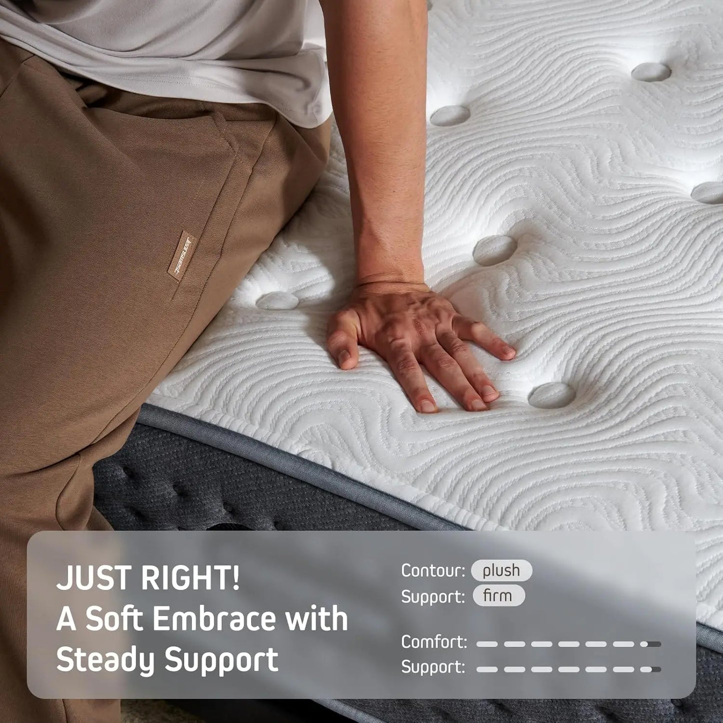 Twin Size Hybrid Mattress with Memory Foam & Pocket Coils - Medium-Firm, 12 Inch Twin, 365-Night Trial.