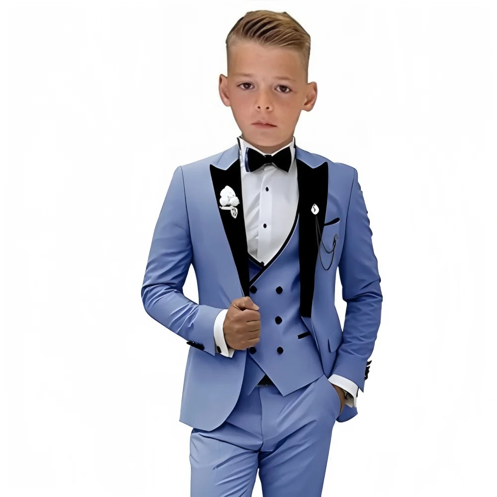 Velvet Collar Suit Set for Kids 3-14 Years, Three-Piece Boys, Toddler, Teens Suits.