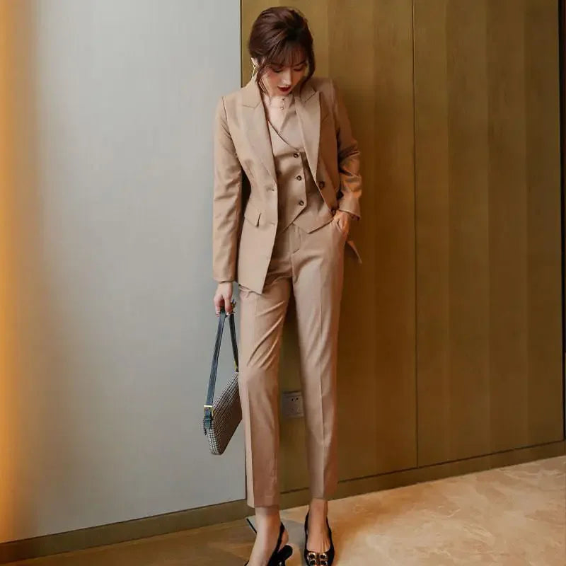 Wear To Work Business Professional Blazer, and Trouser Suit Women 2 Pant Sets.