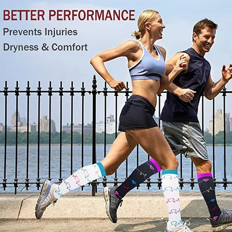 Men & Women New Compression Socks, Sports Socks ,Medical, Nursing, Edema, Diabetes, Varicose Veins ,Flight Travel Cycling Socks.