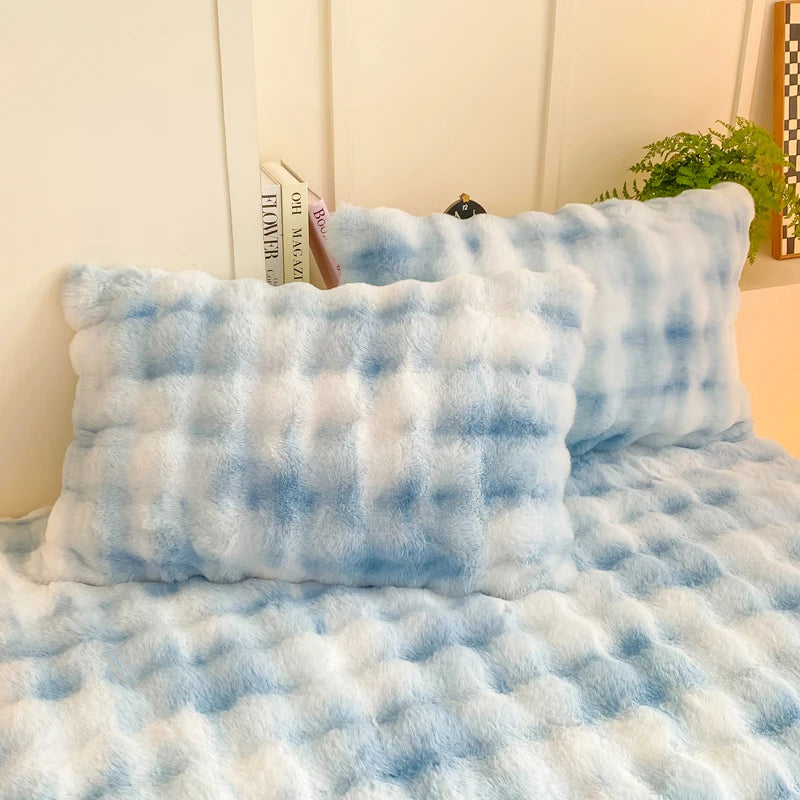 2pcs Fluffy Plush Pillowcase 48x74cm Winter Warm Thickness Soft Rabbit Fleece.