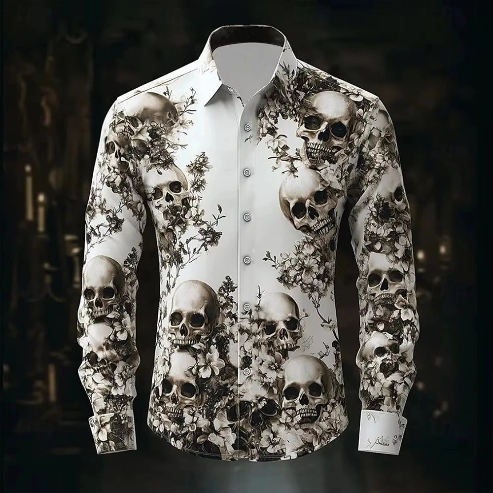 Hip Hop Skull Print Men Streetwear 2025 Long Sleeve Graphic.