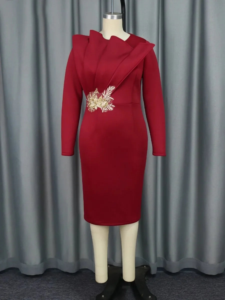 Elegant Church Dresses for Women, Party Bodycon Long Sleeves with Lace , Classy Occasion.