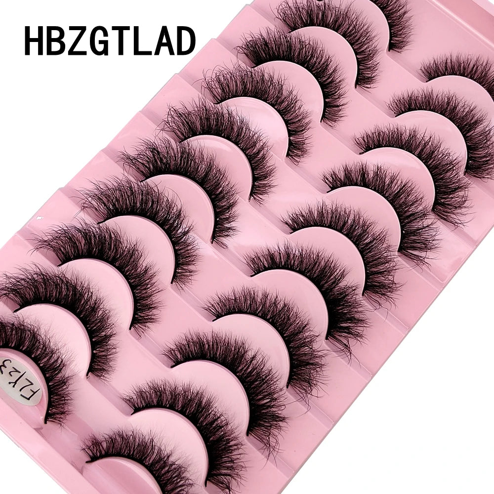 10 Pairs Faux Mink Eyelashes Handmade  Natural  Simulation  3D Curly Eyelashes