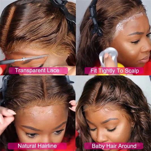 Chocolate Brown Human Hair Glueless, HD 13x6 Lace Frontal Wig