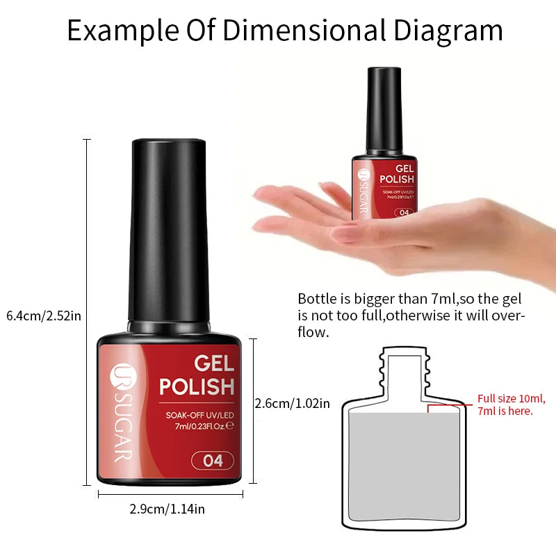7ml All Season Gel Nail Polish Set, Nude Pink, Red Glitter, Semi Permanent UV Gel Kits.