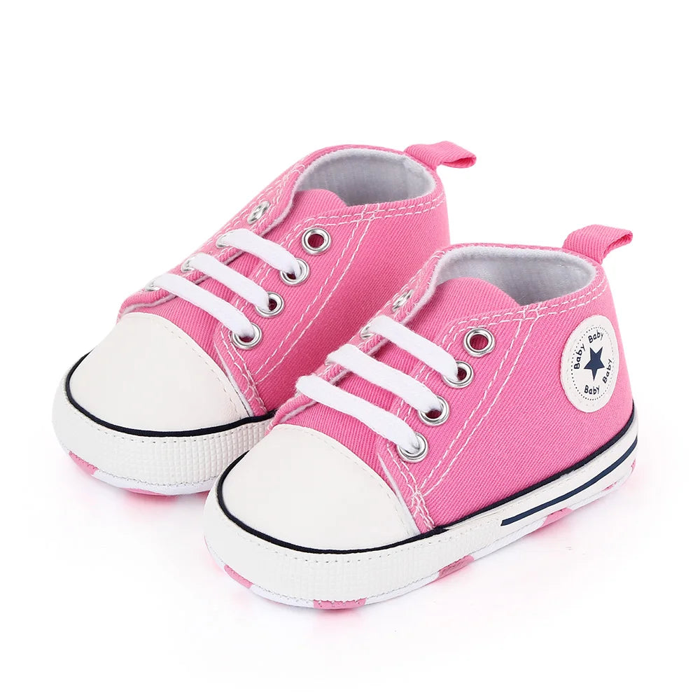 New Baby Shoes Boys Girls Classic Canvas Casual Sneakers, Spring Newborn First Walker Toddler, Non-Slip Walking Shoes.