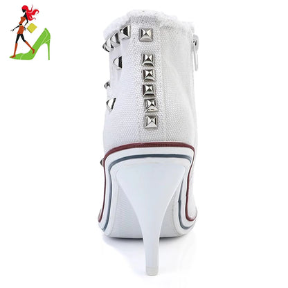 Women Boots, Short High Heels For Women,  Ankle Boots Side zipper strap