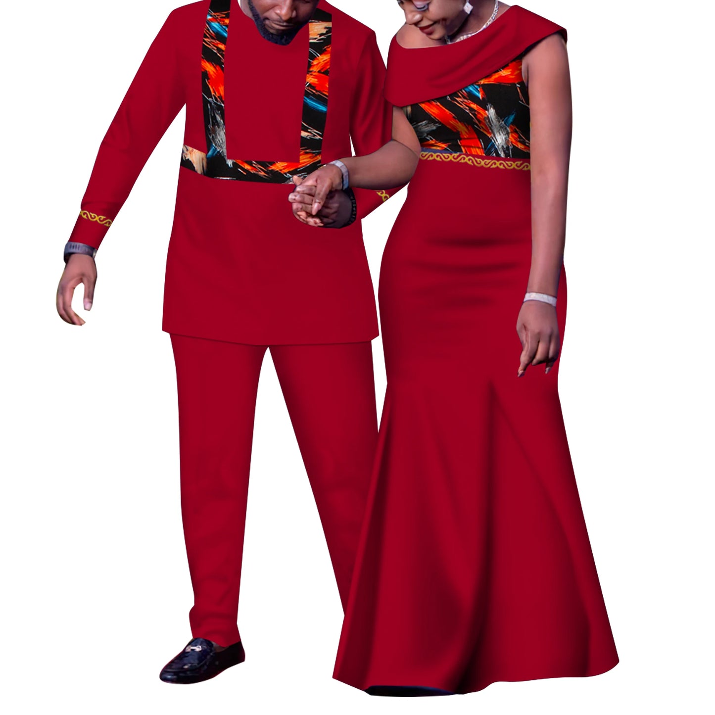 African Couple Outfits Match Sets Dashiki, African Men suit ,and Dresses for Women Couple Clothing WYQ905.