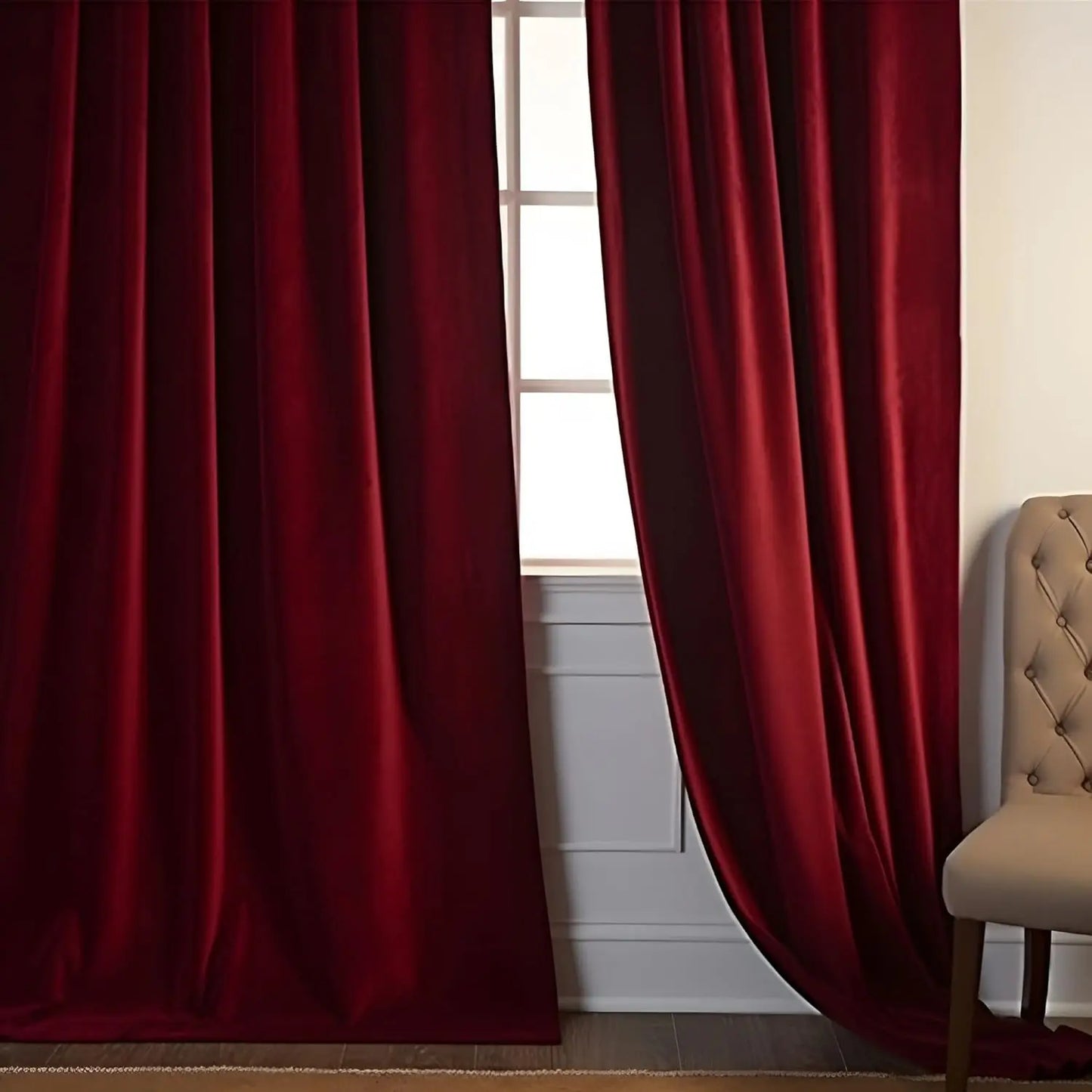1pc Burgundy Red Velvet Curtains 84 inches Long Luxury Room Darkening.
