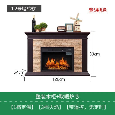 Natural Wood Living Room Fireplace Rustic  Decoration