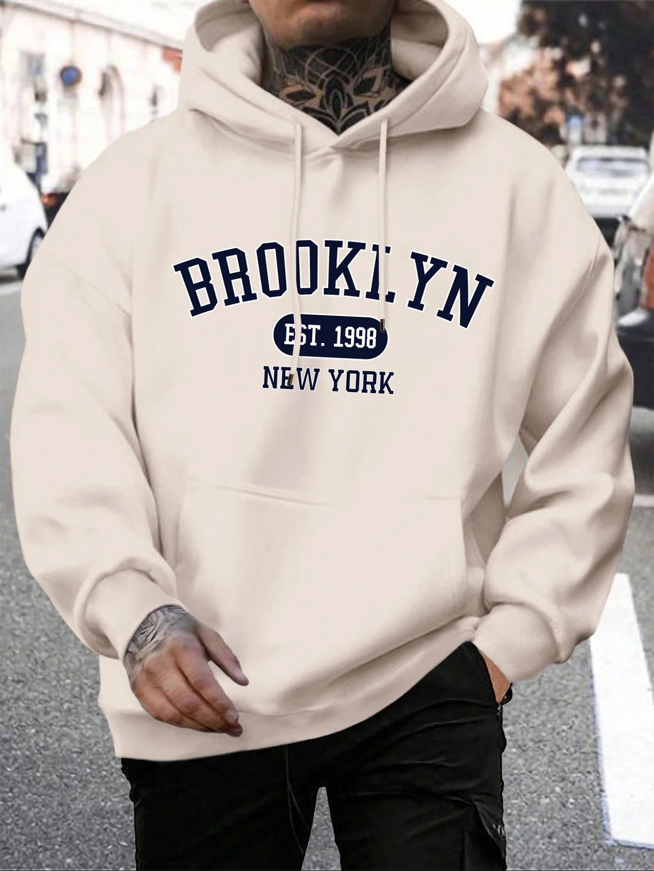 Brooklyn Est 1998 New York Printing, Men Hoodies Crewneck Fashion Oversize.