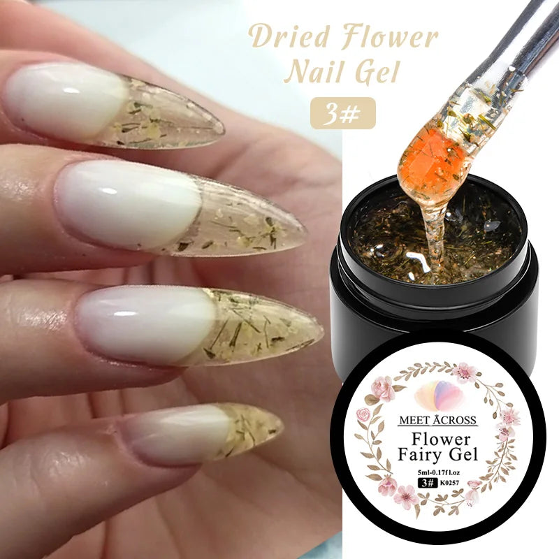 5ml Pink Dried Flower Nail Gel Polish, Semi Permanent Natural Flower Fairy Nail Art, Gel Soak Off, UV Painting Varnishes For Nails.