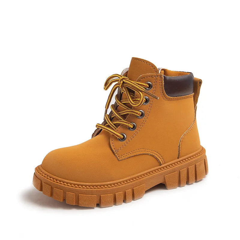 Fashion Boy Girl Short Boots, Non-Slip Boots Children Side Zipper Design.