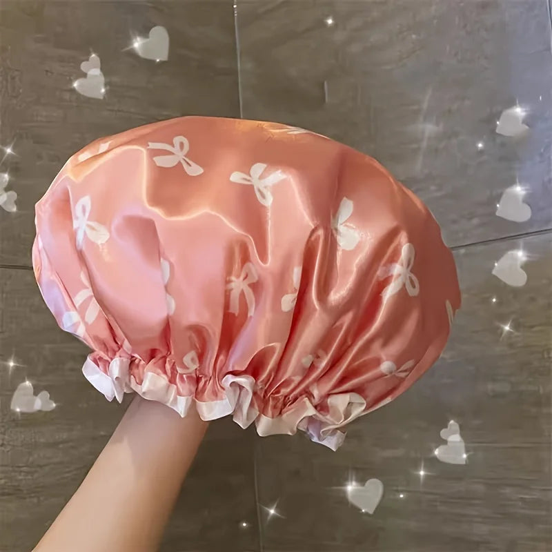 Waterproof Double-Layer Butterfly Bath Cap Suitable for Washing Face, Blow-Drying Hair!!