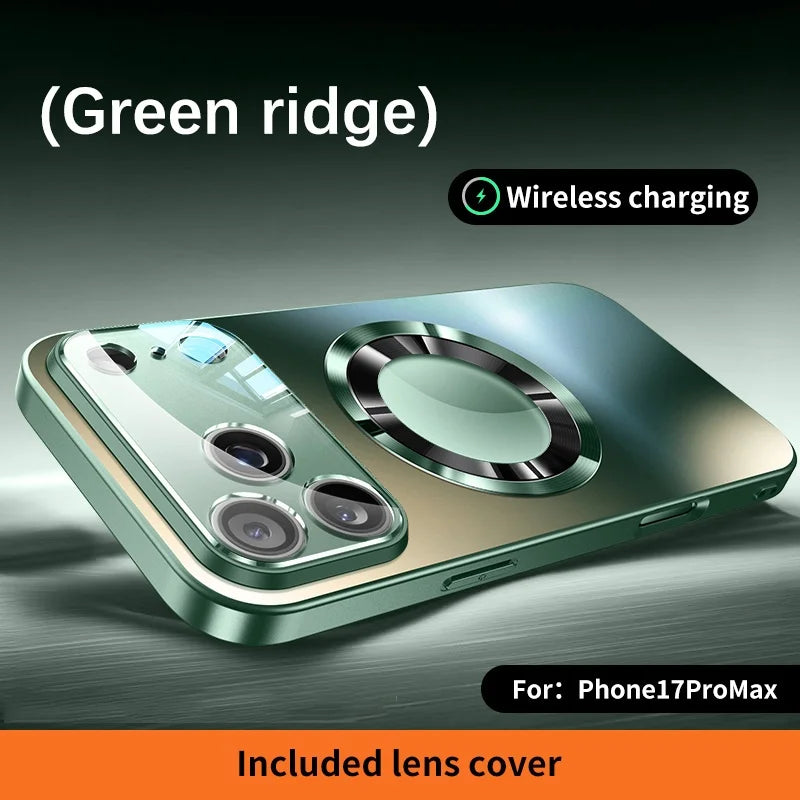 Luxury Titanium Metallic Matte Case For iPhone 17 16 15 14 13 12 11 Pro Max Plus For Mag safe Glass Lens Protection back Cover.