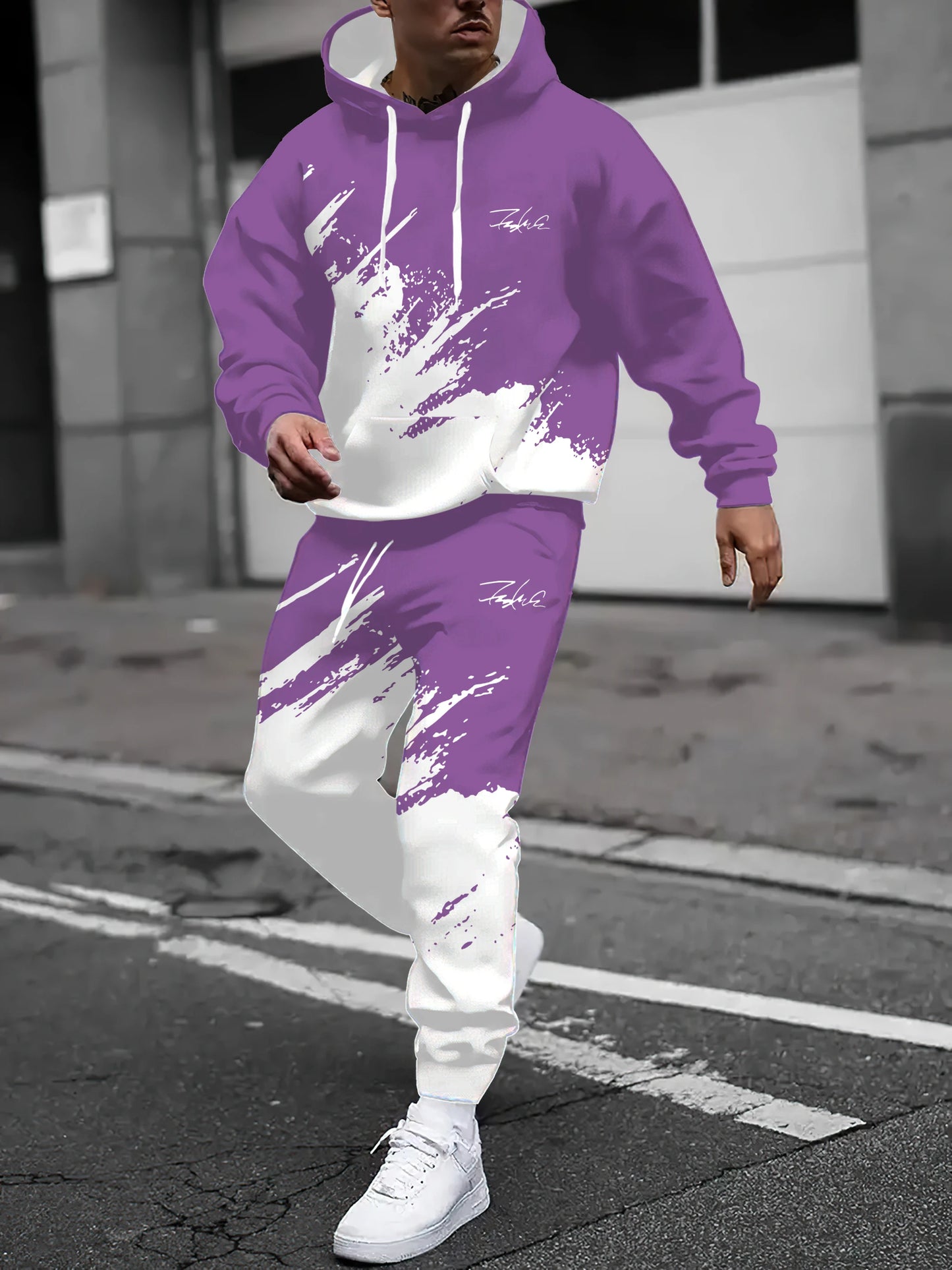 2025 Spring and Autumn, New Men hoodie set casual roller skating, 3D printed street men wear.