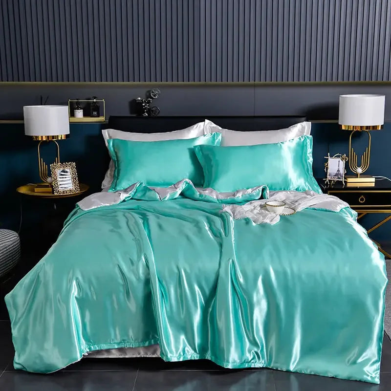 Luxury 100% Silk Bedding  with Duvet Cover4pcs Bed Cover