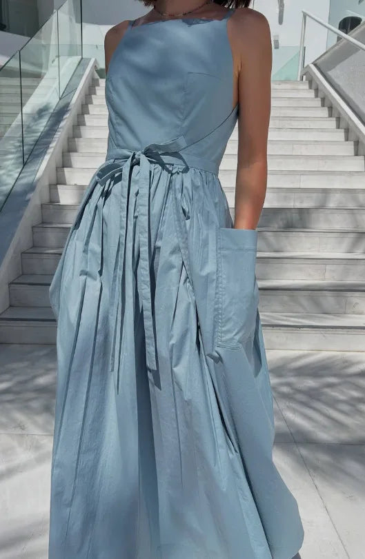 Elegant Black Halter Maxi Dress, Chic Off Shoulder Lace Up Versatile Vacation Style Gown, 2026 Trendy Woman Clothing.
