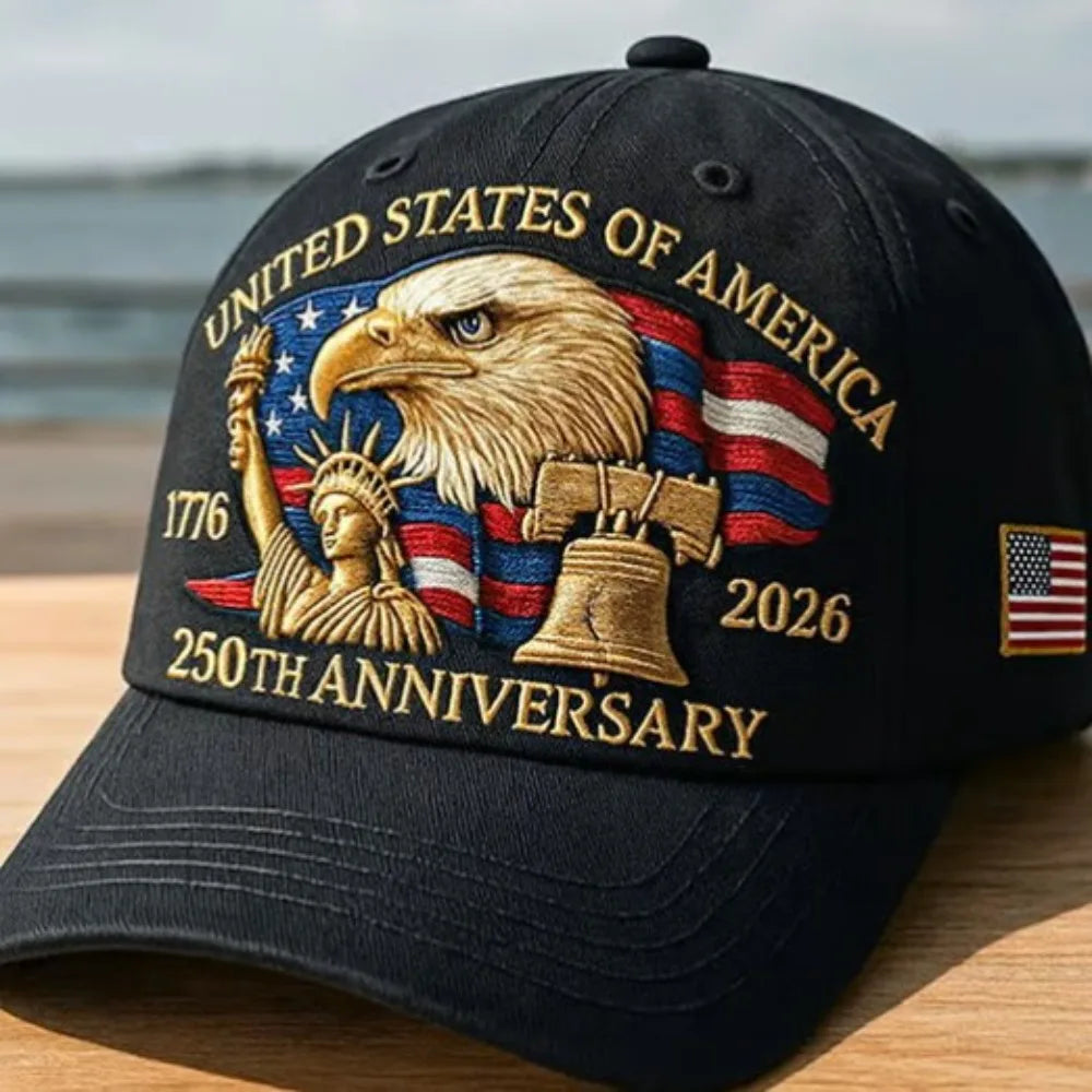 USA 250th Anniversary Eagle Print Hat, Adjustable Washed Cotton Hat, Trucker Hats, Outdoor Visor Baseball Cap.