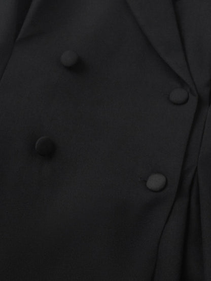 Woman Clothes Elegant Double Breasted Tunics Blazer Dresses ,Long Sleeve Buttons Solid Black Short Dress