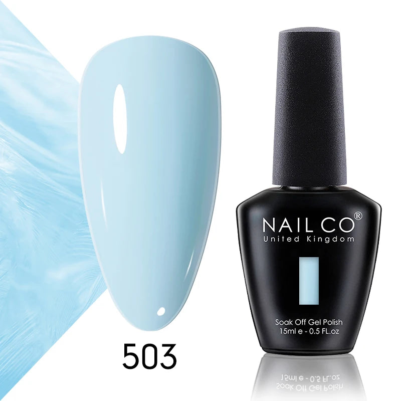 NAILCO 15ml Color Gel Nail Polish Soak Off, Hybrid Varnishes Manicure, UV&LED Nail Gel Semi Permanent Lacquer Base Top Coat.