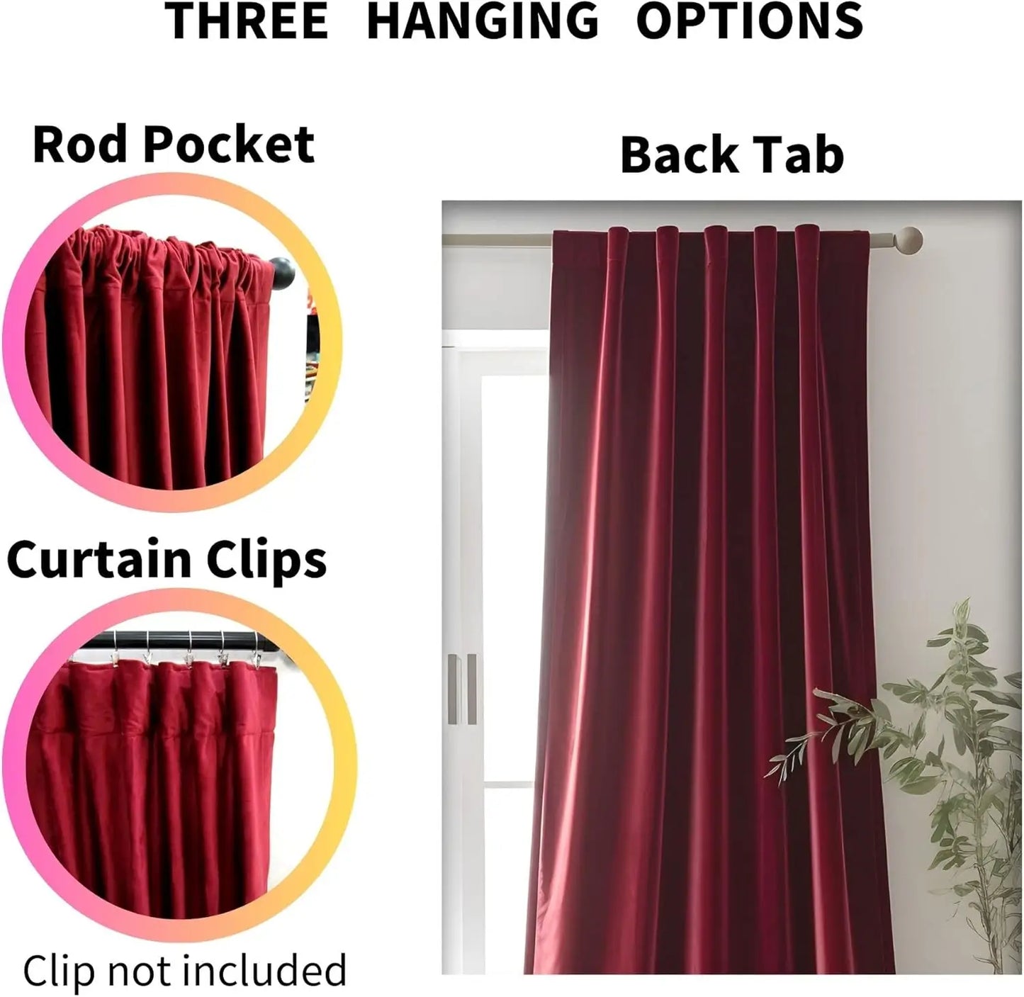 1pc Burgundy Red Velvet Curtains 84 inches Long Luxury Room Darkening.