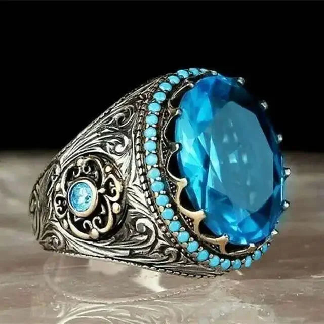 New Hot Sale Fashion Retro Style Square Black Mirror Men Ring.