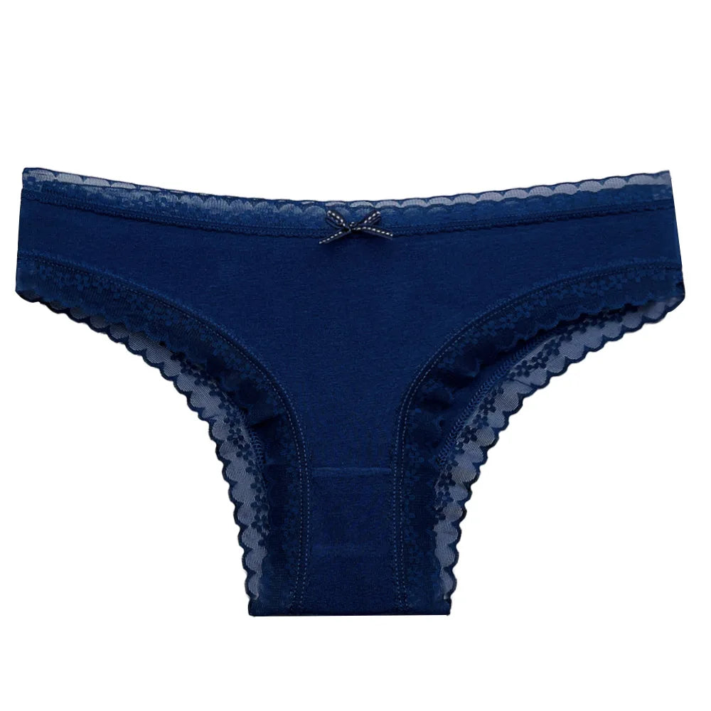 5 Pcs/Set Women Cotton Panties Sexy Lace Low Waist Underwear Girls Briefs M-XL.