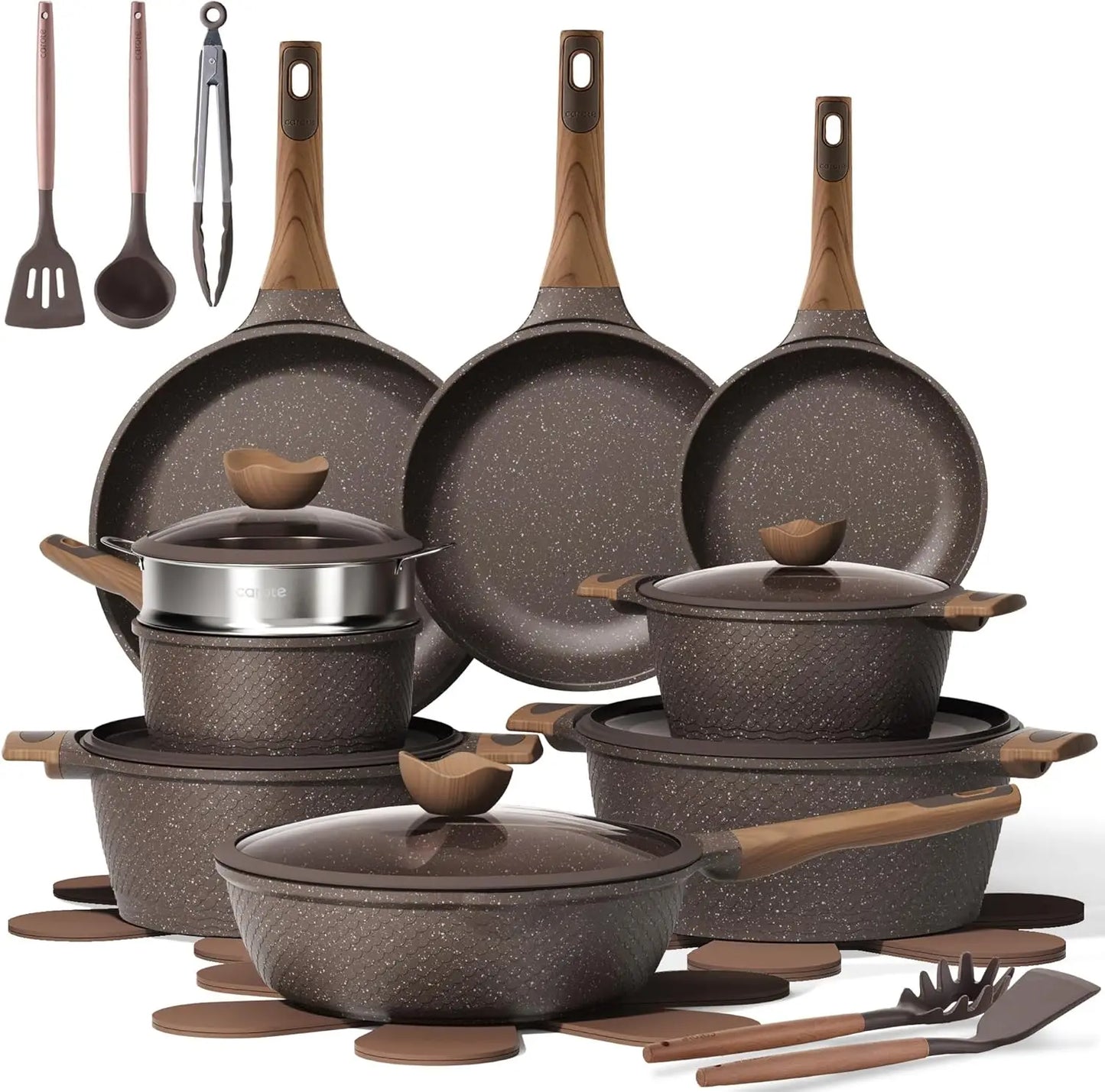 26PCS Pots and Pans Set, Non Stick Cookware Set Induction Cook Ware, PFOA Free.