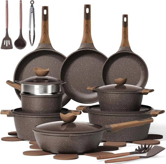 26PCS Pots and Pans Set, Non Stick Cookware Set Induction Cook Ware, PFOA Free.