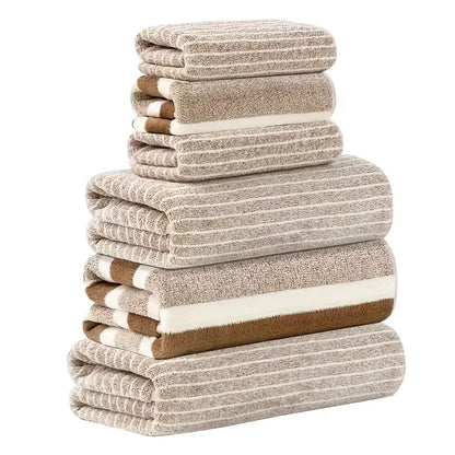 6-Piece Striped Towel Set - Soft Absorbent Bath Towels. Perfect for Daily Use & Gifts