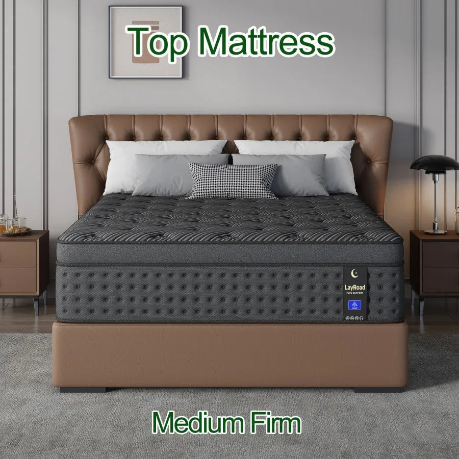 LayRoad 12/14Inch Memory Foam Spring Mattress Single/Double/Queen/King Sizes Boxed Mattress Medium Firmness Pressure Relief.