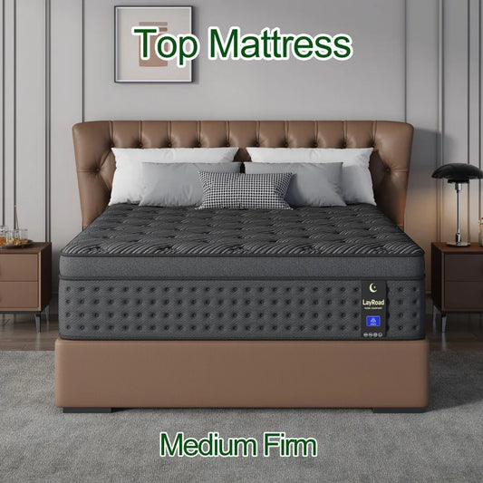LayRoad 12/14Inch Memory Foam Spring Mattress Single/Double/Queen/King Sizes Boxed Mattress Medium Firmness Pressure Relief.